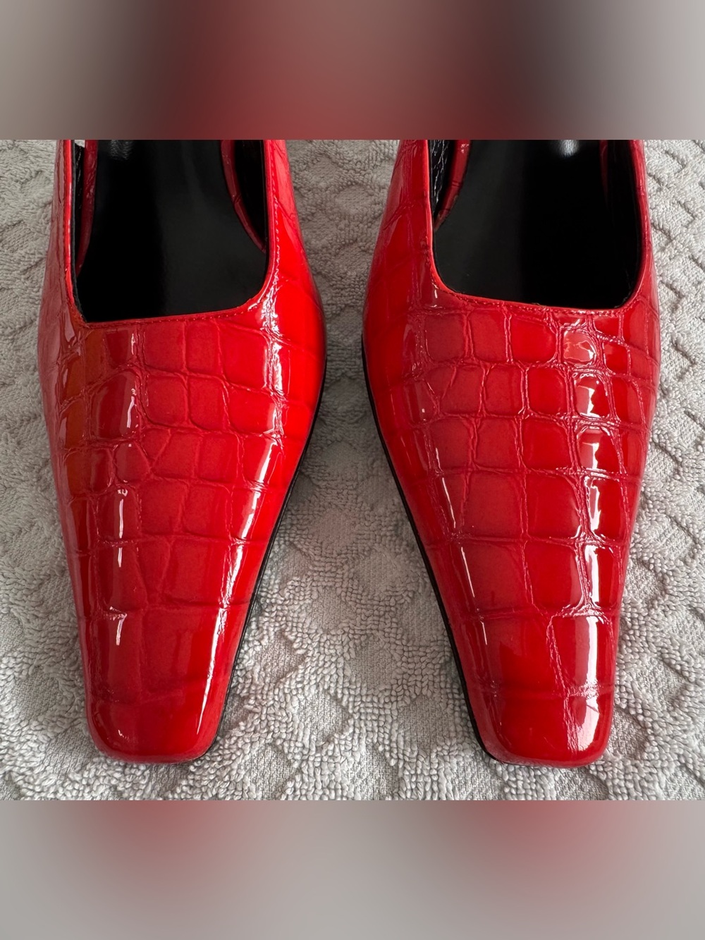 Jude 65mm Iris Slingback Pumps in Red Patent Leather Croc Embossed Size 41 US 11 - Picture 6 of 15